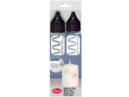 ViVA DECOR Candle Wachs Pen, 28 ml, set de 2, argent