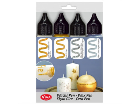 ViVA DECOR Candle Wachs Pen, 28 ml, set de 4, argent/or