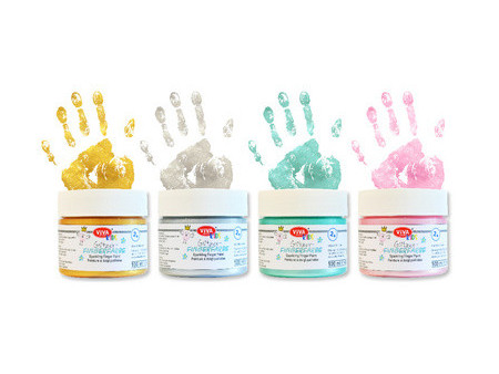ViVA DECOR Peinture au doigt 'ViVA KIDS', set de 4 Pailleté