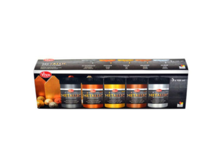 ViVA DECOR Set de couleurs acryliques 'Metallic', 5 pièces