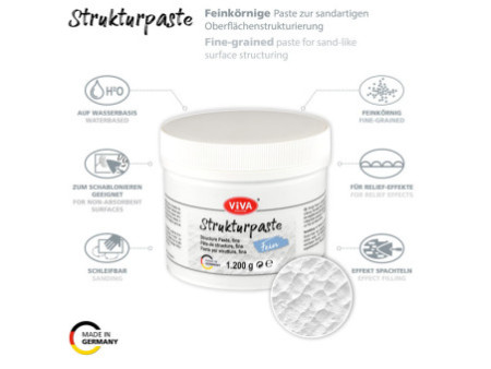 ViVA DECOR Pâte structurée fine, blanc, 1.200 g