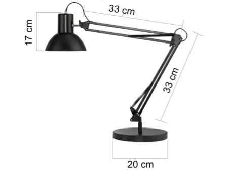 UNiLUX Lampe de bureau SUCCESS 66, pince/socle, noir