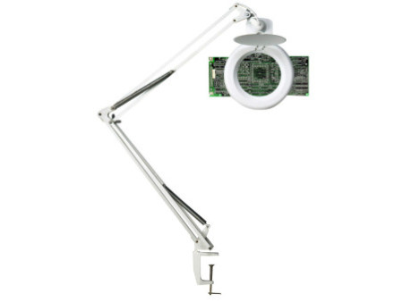 UNiLUX Lampe loupe à LED ZOOM, avec pince de table, blanc