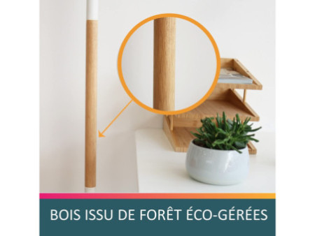 UNiLUX Lampadaire à LED PRYSKA, dimmable, hêtre/blanc