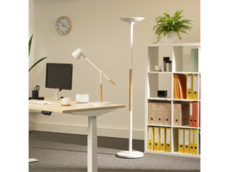 UNiLUX Lampadaire à LED PRYSKA, dimmable, hêtre/blanc