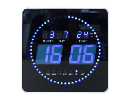 UNiLUX Horloge murale LED FLO, date/température, noir