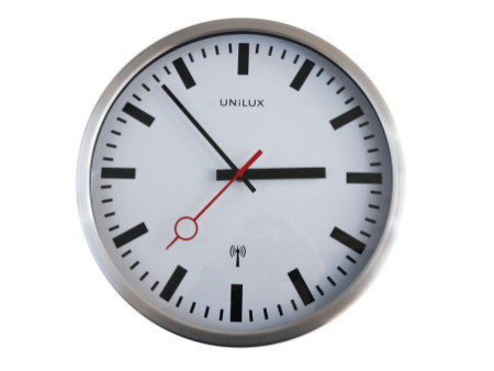 UNiLUX Horloge murale/horloge radio pilotée STATION, argent