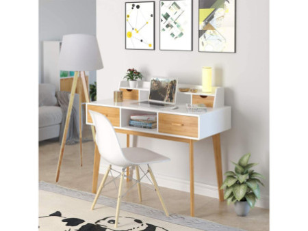 UNiLUX Lampadaire à LED TOOKA, hauteur 1520 mm, blanc/bambou