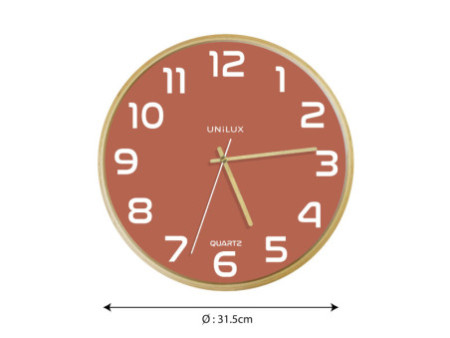 UNiLUX Horloge murale à quartz 'BALTIC', rouge brique