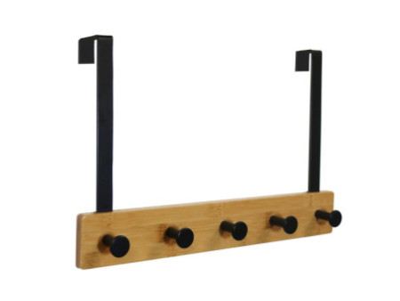 UNiLUX Patère de porte KARAKO, 5 crochets, noir / bambou