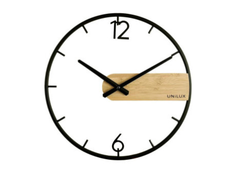 UNiLUX Horloge murale à quartz CIRCLE, noir/bambou