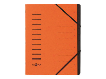 PAGNA Trieur, format A4, en carton, 12 compartiments, orange