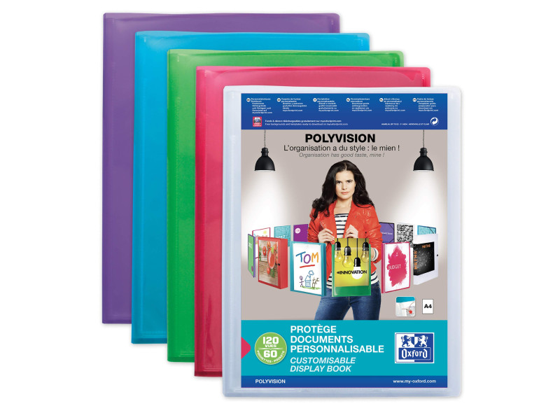 Oxford Protège-documents POLYVISION, 60 pochettes, assorti