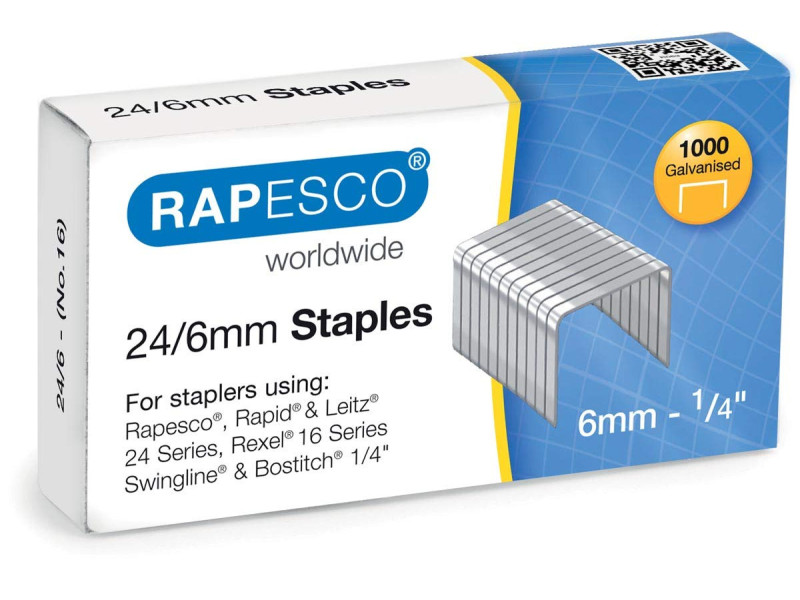 RAPESCO Agrafes 24/6, 1.000 pièces, galvanisé