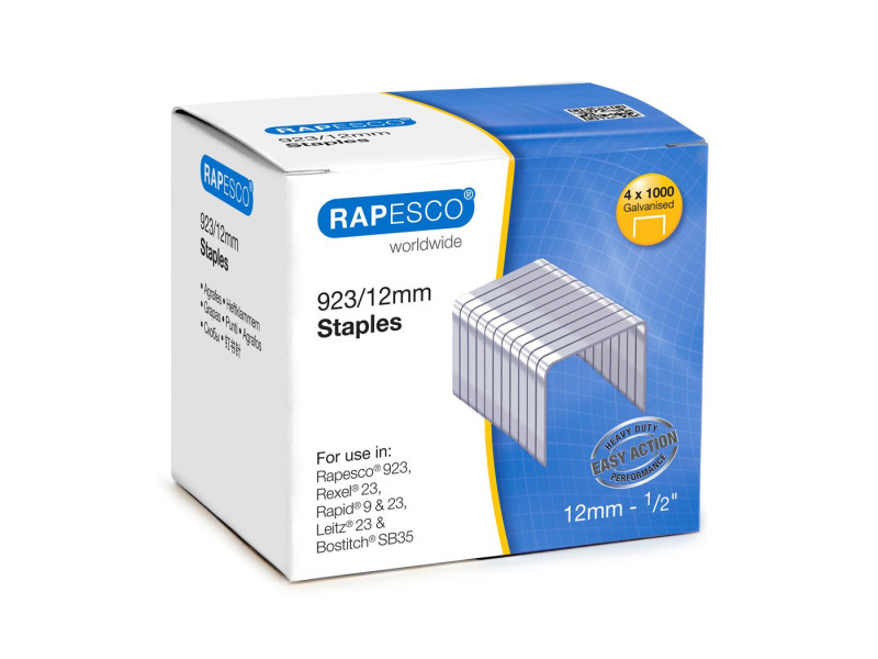 RAPESCO Agrafes 923/12, 4.000 pièces, galvanisé