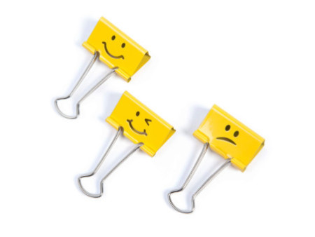 RAPESCO Pince double clip, (L)19 mm, jaune, émoticône
