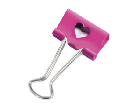 RAPESCO Pince double clip, (L)32 mm, coeur, rose