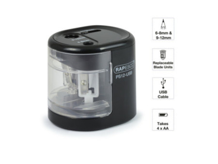 RAPESCO Taille-crayon électrique double PS12-USB, noir