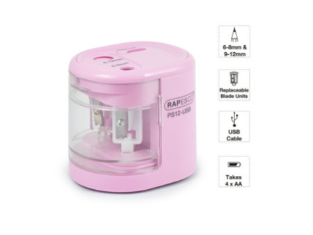 RAPESCO Taille-crayon électrique double PS-12-USB, rose