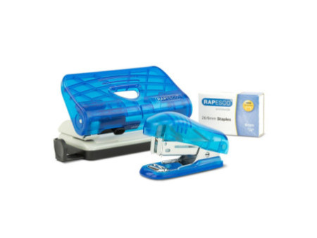 LEITZ Kit agrafeuse et perforateur, bleu transparent