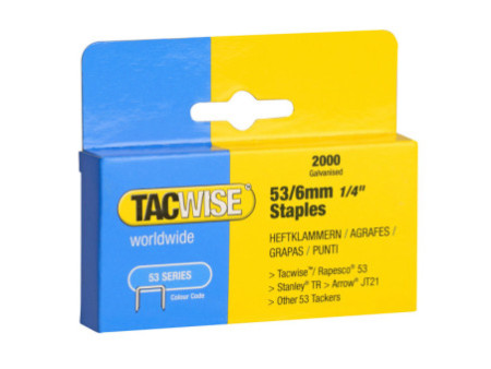 TACWISE Agrafes 53/6 mm, 2.000 pièces, galvanisé