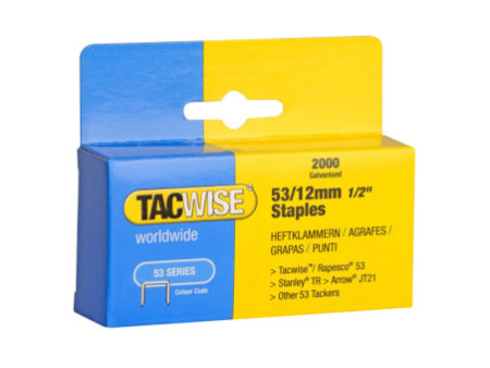 TACWISE Agrafes 53/12 mm, 2.000 pièces, galvanisé
