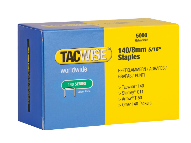 TACWISE Agrafes 140/8 mm, 5.000 pièces, galvanisé