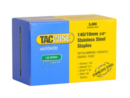 TACWISE Agrafes 140/10 mm, acier inoxydable, 5.000 pièces