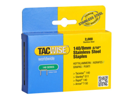 TACWISE Agrafes 140/8 mm, acier inoxydable, 2.000 pièces