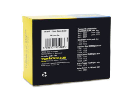 TACWISE Agrafes 71/8 mm galvanisées, 20.000 pièces