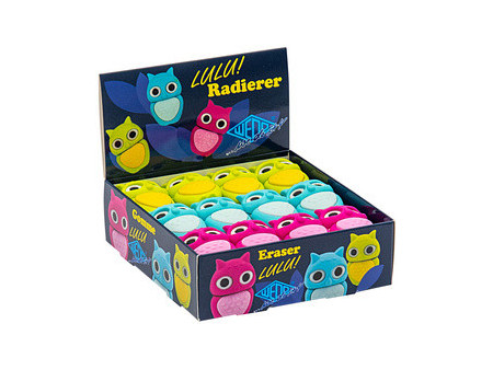 WEDO Gomme en plastique Hibou 'LULU', présentoir de 24