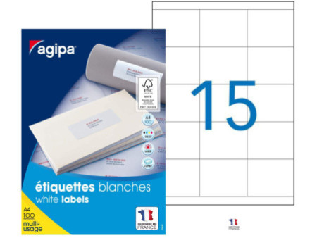 agipa Etiquette universelle, 70 x 50,8 mm, coins droits