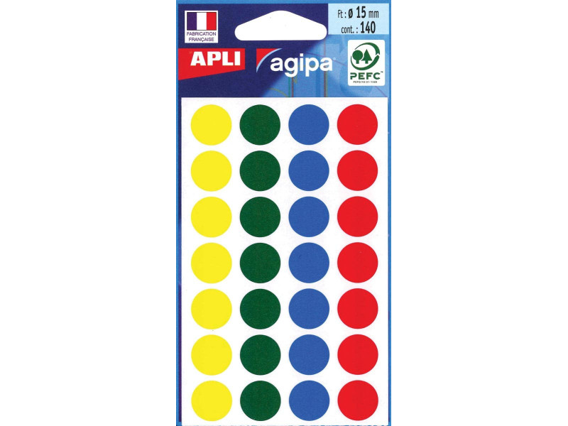 APLI Pastille de signalisation, diamètre: 15 mm, assorti