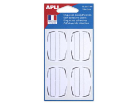 APLI Etiquettes pour livre, blanc/gris, 37 x 55 mm, lignées
