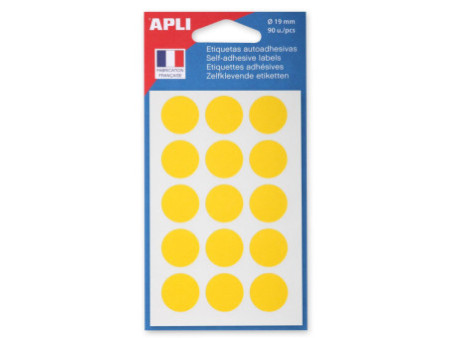 APLI Pastille de signalisation, diamètre: 19 mm, jaune