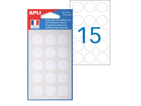 APLI Pastille de signalisation, diamètre: 19 mm, blanc