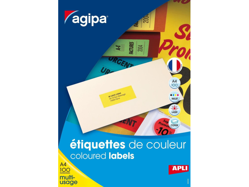 APLI Etiquette d'adresse, 105 x 148,5 mm, jaune