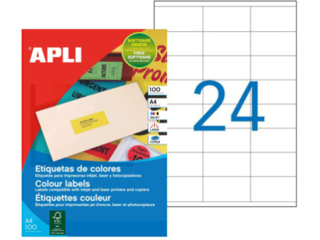 APLI Etiquette d'adresse, 70 x 35 mm, jaune fluo
