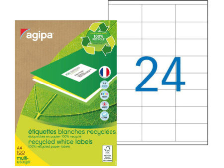 agipa Etiquette multi-usage, recyclé, 70 x 35 mm, blanc
