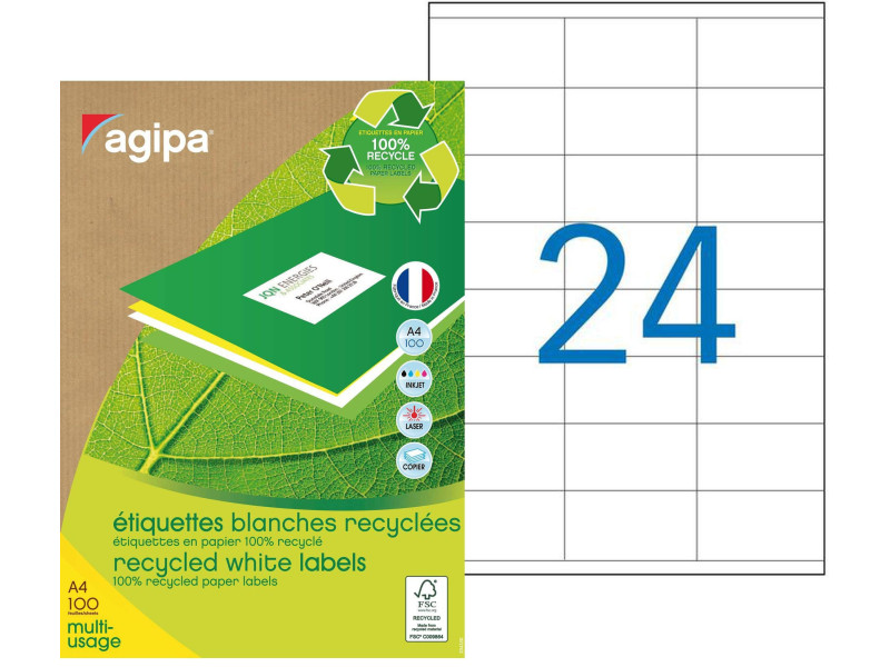 agipa Etiquette multi-usage, recyclé, 70 x 35 mm, blanc