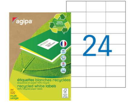 agipa Etiquette multi-usage, recyclé, 70 x 37 mm, blanc