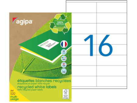 agipa Etiquette multi-usage, recyclé, 105 x 35 mm, blanc