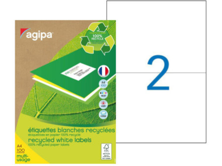agipa Etiquette multi-usage, recyclé, 210 x 148,5 mm, blanc