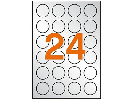 APLI Etiquette polyester, résistant, rond, argent mat