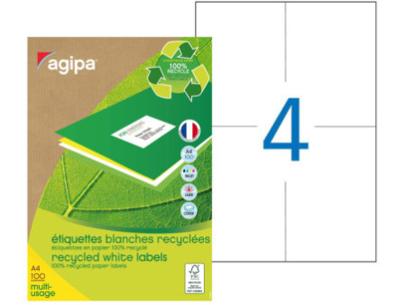 agipa Etiquette multi-usage, recyclé, 105 x 148,5 mm, blanc