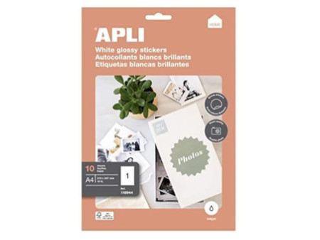 APLI Etiquette photo brillante, 210 x 297 mm, blanc
