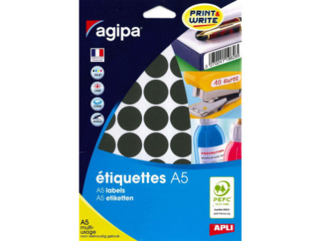 agipa Pastille de couleur, diamètre: 24 mm, rond, noir