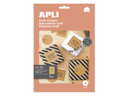 APLI Etiquette en papier kraft, 210 x 297 mm, kraft brun