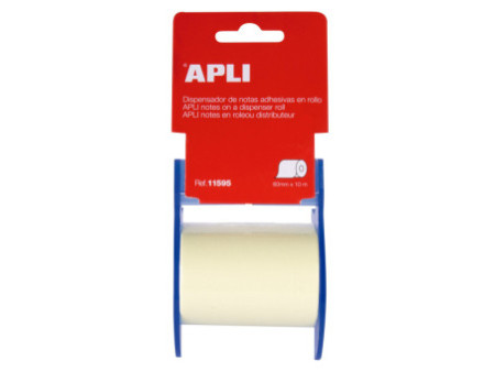 APLI Notes adhésives en rouleau, 10 m x 60 mm, jaune