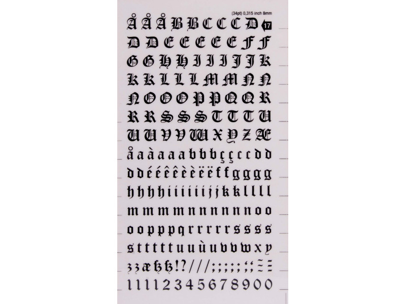 agipa DECAdry Transfert lettres & chiffres, 8 mm, noir